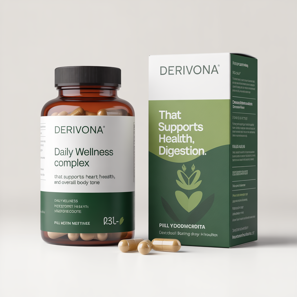 Derivona wellness complex supplement bottle with golden accents